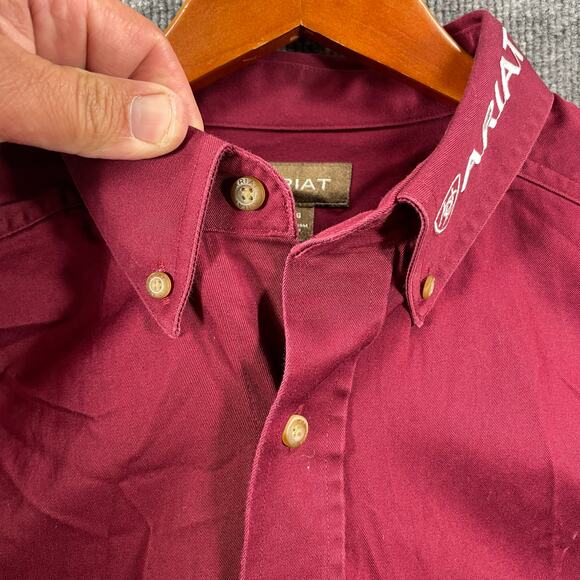 Ariat Team Logo Twill Classic Shirt Men's XL Red/Burgundy Western Cowboy Rodeo - Picture 4 of 12